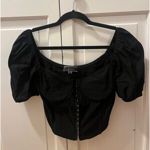 Black corset top with puff sleeves
